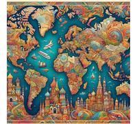 Puzzle de 150 pièces pour Adultes,Carte de Dessin animé Château DIY Puzzles Divertissement Créatif,Puzzle Classiques,Cadeaux pour Art Mural(65 x 65 cm)