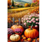 Puzzle de 150 Pièces pour Adultes, Puzzle Adulte 150 Pieces Coloré, Puzzles Difficile Impossible Activité Familiale Parfaite(Fleur Citrouille Maison)
