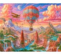 Puzzle de 1500 pièces - Paysage fantaisiste avec des montgolfières | Jouets pour défis difficiles en famille - un cadeau pour les amoureux de l'imaginaire
