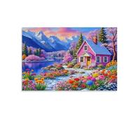 Puzzle de 1500 pièces pour Adultes, Puzzle 3D, Images Haute résolution, décoration intérieure, Salon, décoration Murale.Paysage de Chalet Rose 57x87cm