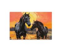 Puzzle de 1500 pièces pour Adultes, Puzzle 3D, Images Haute résolution, décoration intérieure, Salon, décoration Murale.Chevaux Noirs au Coucher du Soleil 57x87cm