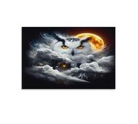 Puzzle de 1500 pièces pour Adultes, Puzzle 3D, Images Haute résolution, décoration intérieure, Salon, décoration Murale.Chouette au Clair de Lune 57x87cm