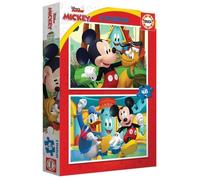 Puzzle De 2 X 20 Pièces Double Educa Mickey - Multicolor - 26x33x6 Cm