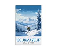 Puzzle de 200 pièces pour Adultes Courmayeur Vallée d'Aoste Ski Décoration intérieure Cadeau d'anniversaire Jouet pour Hommes, Femmes, Seniors 35 x 25 cm