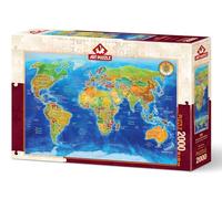 Puzzle de 2000 pièces : carte géopolitique du monde | Puzzle stimulant pour adultes | Qualité supérieure, cadeau idéal pour les amateurs de puzzle et le plaisir en famille | Divertissement stimulant