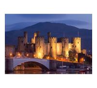 Puzzle de 2000 pièces, Château et Tours de Conwy de Nuit au Pays de Galles, Puzzle Artistique de Paysage Naturel