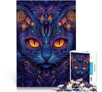 Puzzle de 2000 pièces pour Adultes “Art Mandala de Chat psychédélique” Fait de Papier，pour Les 14 Ans et Plus Assemblage du modèle en Cadeau pour Toute la Famille et Les Amis。Taille：70x100cm