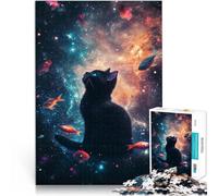 Puzzle de 2000 pièces pour Adultes Chat Noir dans l'espace pour Le Jeu éducatif Challenge Toy Œuvre d'art 70x100cm