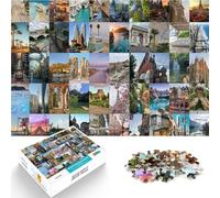 Puzzle de 2000 pièces pour Adultes Collage d'affiches de Voyage Assemblage du modèle Liste de souhaits avec Le Père Noël 70x100cm