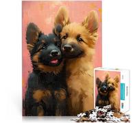 Puzzle de 2000 pièces pour Adultes Deux Chiots bergers allemands Jeu Familial pour et Renforcer l'amour Entre Les Couples 70x100cm