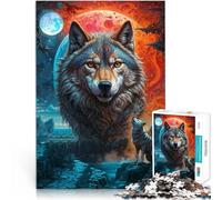 Puzzle de 2000 pièces pour Adultes Hurlements à la Lune du Loup Solitaire Casse-tête pour Améliorer la mémoire 70x100cm