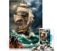 Puzzle de 2000 pièces pour Adultes Navire dans Une mer agitée Jouet éducatif d'apprentissage Cadeau Amusant 70x100cm