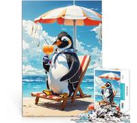 Puzzle de 2000 pièces pour Adultes Pingouin Assis sur la Plage Jeu Familial Anti-Stress Défi Difficile Idées Cadeaux 70x100cm