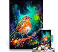 Puzzle de 2000 pièces pour Adultes Robin dans des éclaboussures d'aquarelle Défi Difficile Améliorer la mémoire 70x100cm