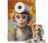 Puzzle de 2000 pièces pour Adultes Singe avec Chapeau en Papier Toilette Jeux de détente Cadeaux d'anniversaire 70x100cm