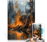 Puzzle de 2000 pièces pour Adultes Squelette près du feu Jeux éducatifs Décoration d'intérieur Idées Cadeaux 70x100cm