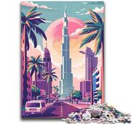 Puzzle de 2000 pièces représentant la Ligne d'horizon de Dubaï avec des Palmiers, idéal pour Les Adultes, idéal pour Toute la Famille (70x100cm)