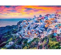 Puzzle de 2000 pièces représentant l'île de Santorin, Puzzle de la mer Égée pour Adultes, Cadeau (70 x 100 cm).