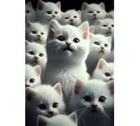 Puzzle de 2000 pièces représentant Un Groupe de Chats Blancs. Puzzle Difficile et Stimulant pour Adultes. Grand Format, 70 x 100 cm. Jeu éducatif et Cadeau.