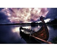 Puzzle de 2000 pièces sur Le thème des Vikings, avec Un Navire de Pillage amarré (Format 70 x 100 cm).