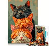 Puzzle de 3 Chats endormis pour Adolescents, 1000 pièces, Jeu d'entraînement cérébral, Image Simple et Amusante à Assembler, Cadeau précieux 38x52cm