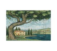 Puzzle de 300 pièces à l'aquarelle de cyprès printanier pour adultes, puzzles imprimés en bois paysages de ferme, décorations de paysage naturel pour fête de divertissement