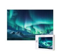 Puzzle de 300 pièces avec boîte de rangement, belles aurores boréales, puzzle en bois imprimé 40 x 28 cm pour adultes et enfants, jeu décoratif amusant en famille