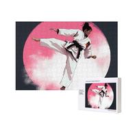 Puzzle de 300 pièces avec boîte de rangement, motif taekwondo imprimé en bois 40 x 28 cm pour adultes et enfants, jeu décoratif amusant en famille