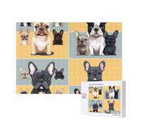 Puzzle de 300 pièces avec boîte de rangement, puzzle en bois imprimé bouledogue français 40 x 28 cm pour adultes et enfants, jeu décoratif amusant en famille