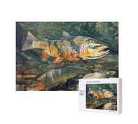 Puzzle de 300 pièces avec boîte de rangement, puzzle en bois imprimé de pêche à la mouche, 40 x 28 cm, pour adultes et enfants, jeu décoratif amusant en famille