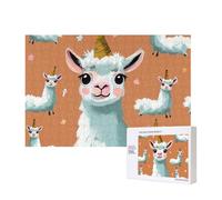 Puzzle de 300 pièces avec boîte de rangement - Puzzle en bois imprimé lama mignon - 40 x 28 cm - Pour adultes et enfants - Jeu décoratif amusant en famille