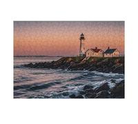 Puzzle de 300 pièces avec phare de la rivière Portland - Puzzle personnalisé en bois pour adultes - Décoration murale pour anniversaire, mariage, Saint-Valentin, anniversaire