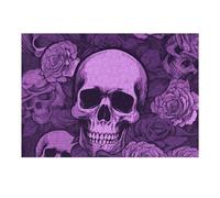 Puzzle de 300 pièces - Casse-tête de mort violet et roses - Puzzle personnalisé en bois pour adultes - Puzzle photo artistique à suspendre au mur pour anniversaire, mariage, Saint-Valentin