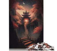 Puzzle de 300 pièces « Chemin du Temple au Clair de Lune » en Bois, Jeu éducatif et Stimulant, idéal comme Cadeau de Noël, 300 pièces (40 x 28 cm)