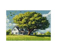 Puzzle de 300 pièces en bois d'érable aquarelle de printemps pour adultes, puzzles en bois paysages naturels imprimés pour fête de divertissement