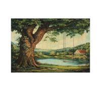 Puzzle de 300 pièces en bois d'érable aquarelle de printemps pour adultes, puzzles imprimés paysages de ferme, décorations pour fête de divertissement