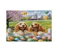 Puzzle de 300 pièces en bois imprimé cocker américain de Pâques pour adultes, motif campagnard pour divertissement à la maison
