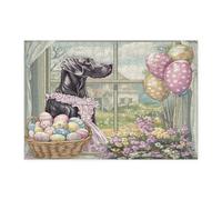 Puzzle de 300 pièces en bois pour adultes - Motif chien dogue allemand de Pâques - Décoration imprimée de ferme pour divertissement créatif