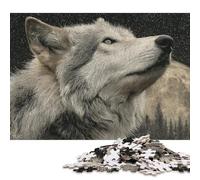 Puzzle de 300 pièces Loup Lune Nuit Puzzle carré créatif en Bois pour Adultes Cadeau de Noël 300 pièces (40x28cm)