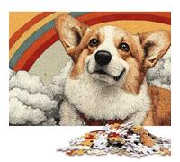 Puzzle de 300 pièces « Nuage Arc-en-Ciel et Corgi : Aventure » en Bois pour Adultes, idéal pour se détendre et Offrir en Famille ou Entre Amis (40 x 28 cm).