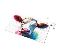 Puzzle de 300 pièces Portrait de vache coloré : une œuvre d'art vibrante Puzzle de 300 pièces pour les tout-petits de 2 à 4 (300 pièces)