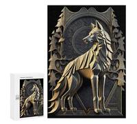 Puzzle de 300 pièces pour adolescents Noble Regalia Loup doré pour adulte Puzzle casse-tête Jeu de course de vitesse à la main pour compléter 300 pièces