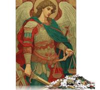 Puzzle de 300 pièces pour Adultes - Archange Michel avec épée et Balance - Puzzle en Bois - Jeu intellectuel - 300 pièces (40 x 28 cm)
