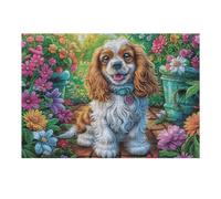 Puzzle De 300 Pièces pour Adultes Beagle Printemps Champ de Fleurs 40x28cm Impression Vive Non Décolorable Art Mural Encadrable Idéal pour Salon Chambre À Coucher
