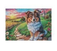 Puzzle De 300 Pièces pour Adultes Berger des Shetland Automne Ferme 40x28cm Puzzle Universel pour Toutes Occasions Cadeau Parfait Décoration Maison Amusement Familial
