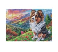 Puzzle De 300 Pièces pour Adultes Bouvier Bernois Printemps Champ de Fleurs 40x28cm Puzzle Collectionnable pour Amateurs Qualité Premium Durable Impression Vive Non Décolorable
