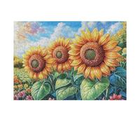 Puzzle De 300 Pièces pour Adultes Champ de tournesols Coucher de Soleil 300 PCS 40x28cm Activité Intérieure Jour De Pluie Parfait pour Enfants Adolescents Adultes Amusement Familial Sécurisé