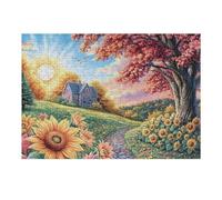 Puzzle De 300 Pièces pour Adultes Champ de Tournesols Coucher de Soleil 40x28cm Puzzle Universel pour Toutes Occasions Cadeau Parfait Décoration Maison Amusement Familial