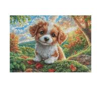Puzzle De 300 Pièces pour Adultes Corgi dans Le Champ de Fleurs 300 PCS 40x28cm Art Mural Encadrable pour Chambre Salon Bureau Décoration Unique Idéale pour Amateurs d'art