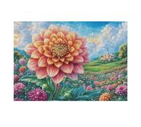 Puzzle De 300 Pièces pour Adultes Dahlie de Campagne 300 PCS 40x28cm Impression Vive Non Décolorable Art Mural Encadrable Idéal pour Salon Chambre À Coucher